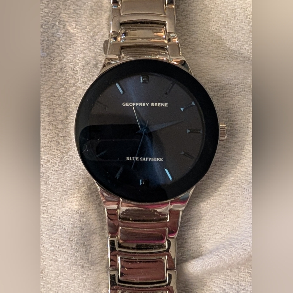 WORKING Geoffrey Beene Silver and Black Men's Watch